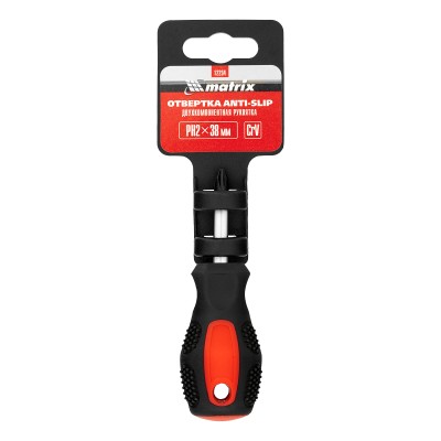 Отвертка Anti-Slip, PH2 х 38 мм, CrV, двухкомпонентная рукоятка Matrix Отвертка Anti-Slip, PH2 х 38 мм, CrV, двухкомпонентная рукоятка Matrix