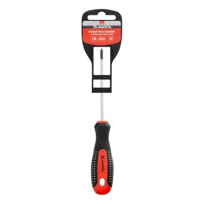 Отвертка Fusion, PH0 х 80 мм, CrV, трехкомпонентная рукоятка "Anti slip" Matrix