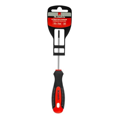 Отвертка Fusion, PZ0 x 75 мм, CrV, трехкомпонентная рукоятка "Anti slip" Matrix