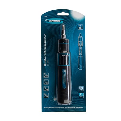 Отвертка реверсивная с револьверным механизмом, 11 шт, сталь S2 Gross Отвертка реверсивная с револьверным механизмом, 11 шт, сталь S2 Gross