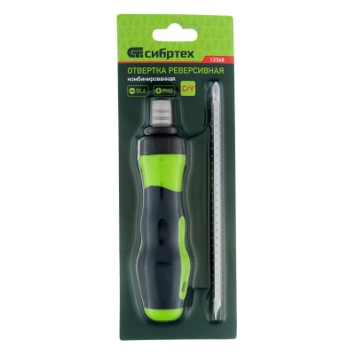 Отвертка реверсивная комбинированная PH2/SL6, CrV Сибртех Отвертка реверсивная комбинированная PH2/SL6, CrV Сибртех