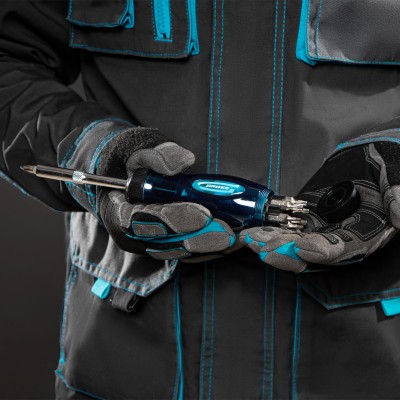 Отвертка реверсивная с удлинителем, трещотка 72 зуба, 12 шт, сталь S2 Gross Отвертка реверсивная с удлинителем, трещотка 72 зуба, 12 шт, сталь S2 Gross