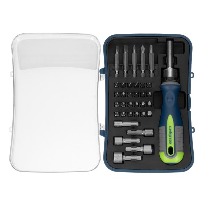 Отвертка реверсивная с набором бит и торцевыми головками, 35 шт, CrV Сибртех Отвертка реверсивная с набором бит и торцевыми головками, 35 шт, CrV Сибртех