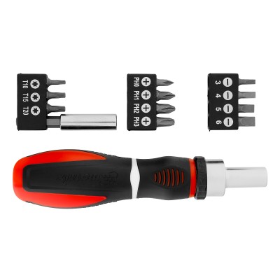 Отвертка реверсивная, набор бит, 12 шт, CrV Matrix