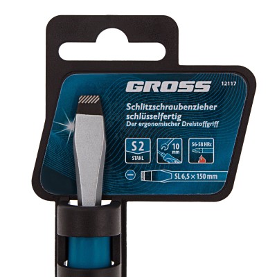 Отвертка SL6.5 x 150 мм, S2, трехкомпонентная рукоятка Gross Отвертка SL6.5 x 150 мм, S2, трехкомпонентная рукоятка Gross