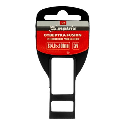 Отвертка Fusion, SL4 х 100 мм, CrV, трехкомпонентная рукоятка "Anti slip" Matrix