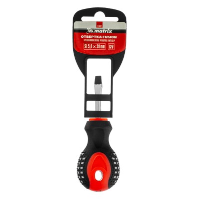 Отвертка Fusion, SL5 х 38 мм, CrV, трехкомпонентная рукоятка "Anti slip" Matrix
