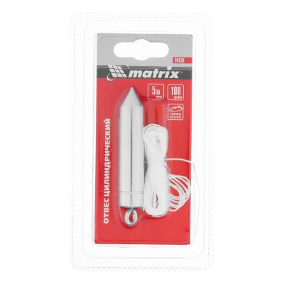 Отвес цилиндрический, 100 г, шнур 5 м Matrix Отвес цилиндрический, 100 г, шнур 5 м Matrix