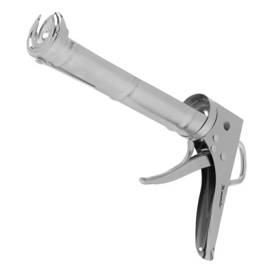 Пистолет для герметика, 310 мл, "полуоткрытый", хромированный, зубчатый шток 7 мм Matrix Пистолет для герметика, 310 мл, "полуоткрытый", хромированный, зубчатый шток 7 мм Matrix