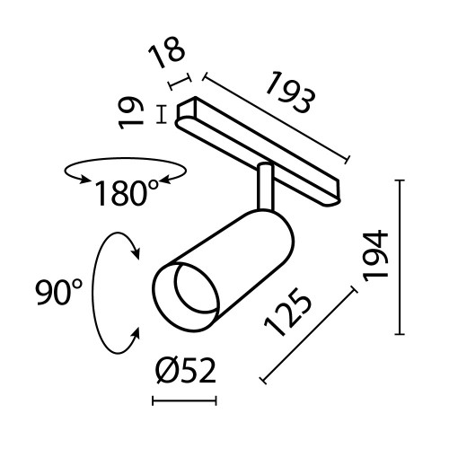 Трековый светильник Technical TR032-4-12W3K-M-DS-BBS