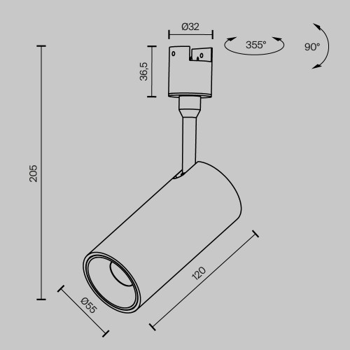 Трековый светильник Technical TR163-1-15W3K-M-B