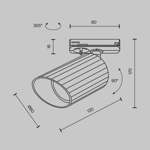 Трековый светильник Technical TR087-1-GU10-B