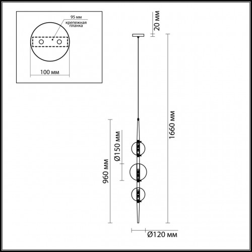 4981/3 PENDANT ODL22 302 бронзовый/прозрачный/стекло Подвес G9 3*5W LAZIA Odeon Light