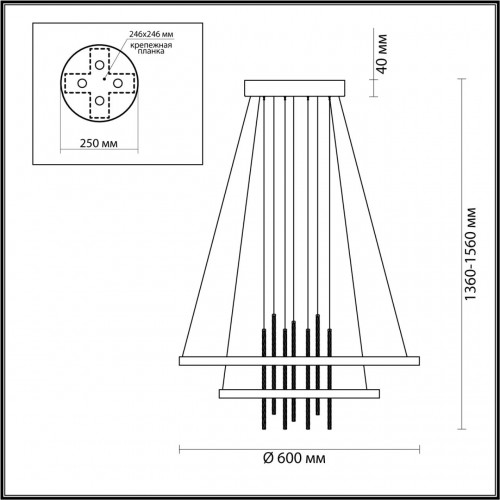 3901/63L L-VISION ODL20 23 золотистый/стекло/металл Подвесной светильник LED 4000K 63W 220V MONICA Odeon Light