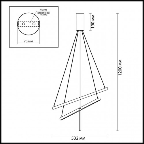 3860/39B L-VISION ODL20 33 черный/металл Подвесной светильник LED 3000K 39W 220V COMETA Odeon Light