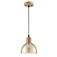 8054/1A SUSPENTIONI LN25 310 дерево/амбер металл/стекло Подвесной светильник E27 1*60W 220V NATANA