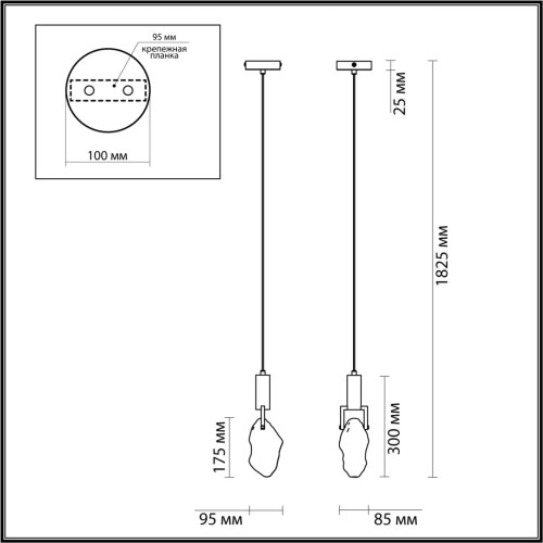 6695/5L MIDCENT ODL24 339 Подвесной светильник брашир. черный/металл/стекло IP20 LED 5W 200Лм 3000K LIA Odeon Light