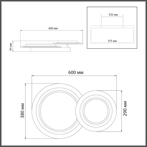 7733/80L MITRA LED SN Светильник металл/акрил/белый/под дерево/прозрачный/черный LED 80Вт 3000-6000К 600x380 IP20 пульт ДУ SUNNY SONEX