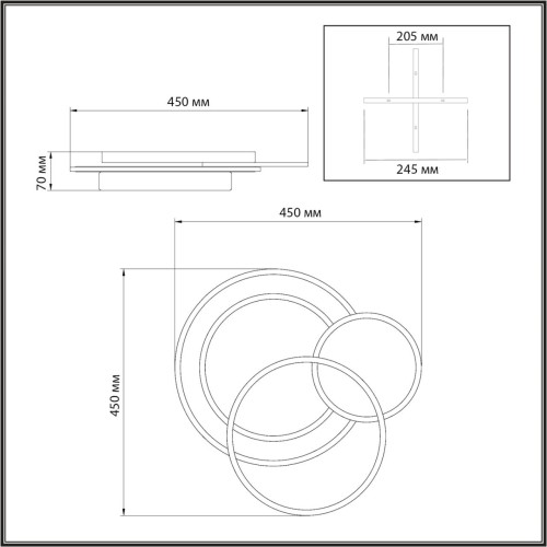 7735/80L MITRA LED SN Светильник металл/акрил/белый/под дерево/черный LED 80Вт 3000-6000К 450x450 IP20 пульт ДУ PINE SONEX