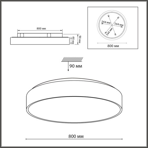 7757/92L MITRA LED SN Светильник металл/акрил/белый LED 80Вт+12Вт(подсветка) 4000K D800 IP20 QUASAR SONEX