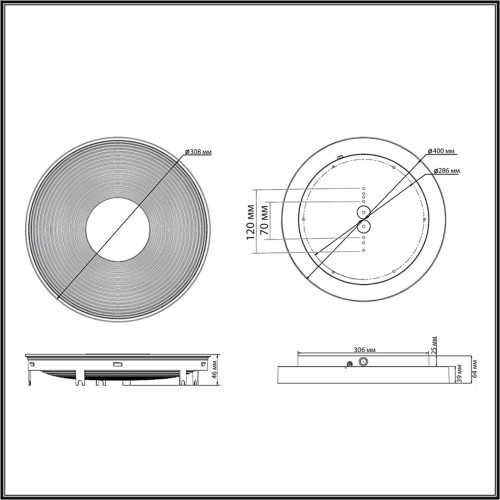 7753/25L MITRA LED SN Светильник пластик/белый/черный/золотой LED 25Вт 4000K D400 IP54 QUANTUM SONEX