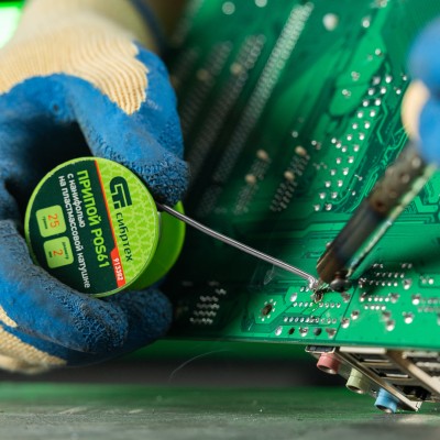 Припой с канифолью, D 2 мм, 25 г, POS61, на пластмассовой катушке Сибртех