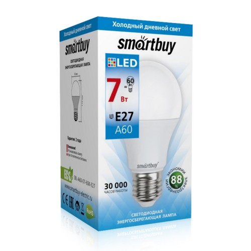 Светодиодная (LED) Лампа Smartbuy-A60-07W/6000/E27