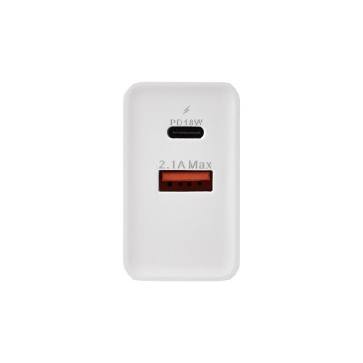 Сетевое зарядное устройство Type-C + USB 3.0 с Quick charge, белое REXANT