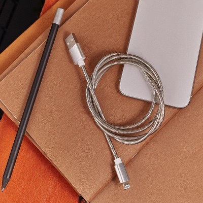 Кабель USB-A – Lightning, 2,4А, 1м, в металлической оплетке REXANT