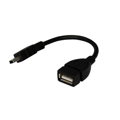 Кабель USB OTG, шт. mini USB – гн. USB-A, 2,4A, 0,15м, ПВХ, черный REXANT
