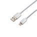 Кабель USB-A – Lightning, 2,4А, 1м, в серебристой нейлоновой оплетке REXANT