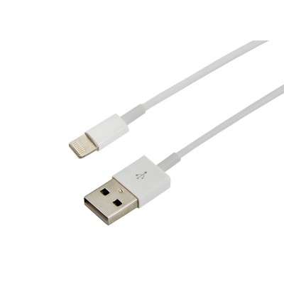 Кабель USB-A – Lightning, 2,4А, 1м, ПВХ, белый, оригинал (чип MFI) REXANT