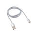 Кабель USB-A – Lightning, 2,4А, 1м, в серебристой нейлоновой оплетке REXANT