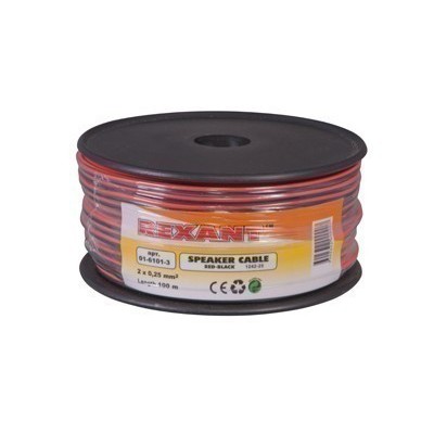 Кабель акустический 2х0,25мм², красно-черный, 100м REXANT