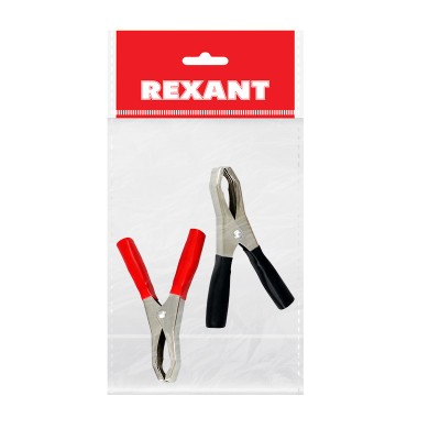 Зажим крокодил, длина 98мм, ток 50A, 2 шт., пакет БОПП REXANT