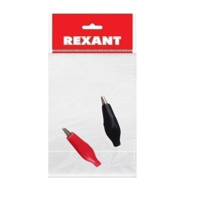 Зажим крокодил в изоляторе, длина 46мм, ток 5A, 2 шт., пакет БОПП REXANT
