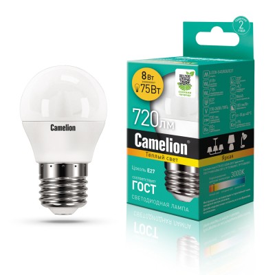 Светодиодная лампа Camelion LED8-G45/830/E27