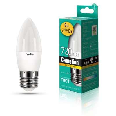 Светодиодная лампа Camelion LED8-C35/830/E27