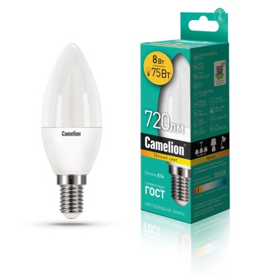 Светодиодная лампа Camelion LED8-C35/830/E14
