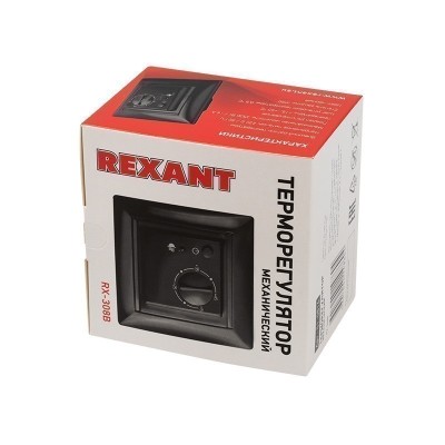 Терморегулятор механический RX-308B, совместим с Legrand серии Valena, черный REXANT