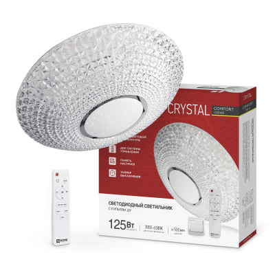 Светильник светодиодный COMFORT CRYSTAL 125Вт 230В 3000-6500K 10000Лм 500x115мм с пультом ДУ IN HOME