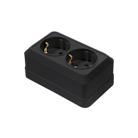 Розетка двойная с заземлением BOLLETO черная накладная 7128B IN HOME