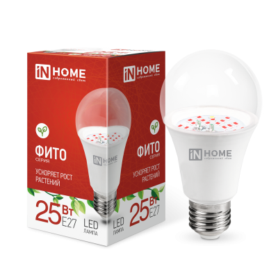 Лампа светодиодная LED-A65 STD-ФИТО красно-синий спектр 25Вт 230В Е27 IN HOME
