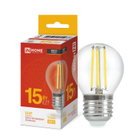 Лампа светодиодная LED-ШАР-deco 15Вт 230В Е27 3000К 1435Лм прозрачная IN HOME