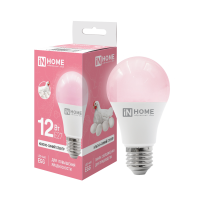 Лампа светодиодная для птицеводства LED-А60 EGG 12Вт 230В Е27 для повышения яйценоскости IN HOME Лампа светодиодная для птицеводства LED-А60 EGG 12Вт 230В Е27 для повышения яйценоскости IN HOME