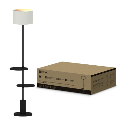 Светильник напольный под лампу ТНО 09-2ПЕ27-WB USB-C две полки, белый абажур, черное основание IN HOME Светильник напольный под лампу ТНО 09-2ПЕ27-WB USB-C две полки, белый абажур, черное основание IN HOME