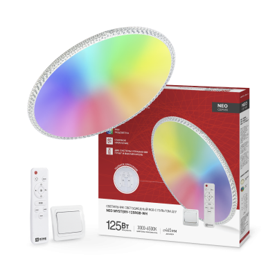 Светильник светодиодный NEO MYSTERY-125RGB-WH 125Вт 230В 3000-6500K 10000Лм 465x60мм ДУ белый IN HOME