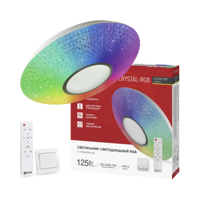 Светильник светодиодный COMFORT CRYSTAL-RGB 125Вт 230В 3000-6500K 10000Лм 500x115мм с пультом ДУ IN HOME