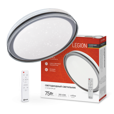 Светильник светодиодный COMFORT LEGION 75Вт 230В 3000-6500K 6000Лм 490x85мм с пультом ДУ IN HOME