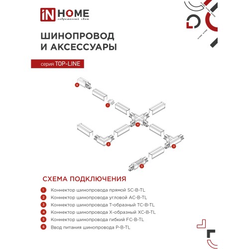 Светильник трековый под лампу подвесной с подсветкой TP-GU10-TL 36RB GU10 черный серии TOP-LINE IN HOME IN HOME